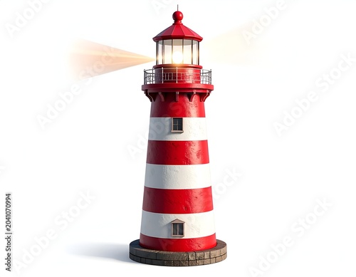 Striking Lighthouse Illustration with Red and White Stripes.