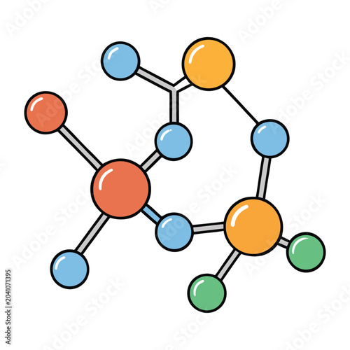 Obraz na plátně Molecule structure icons showing atoms, bonds, and chemical connections in a cle
