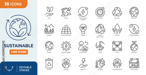 Photos Sustainable icon set