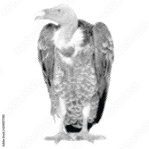 Konstfotografi Screen print style dot matrix vector of vulture bird, gothic retro monochrome sc