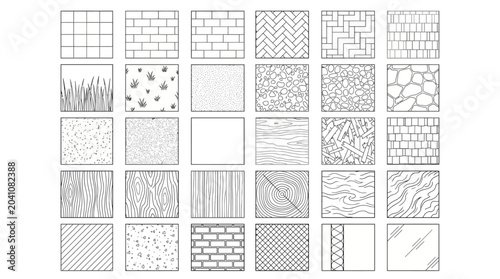 Extensive collection of diverse CAD hatch patterns and seamless textures for architectural and graphic design drafting