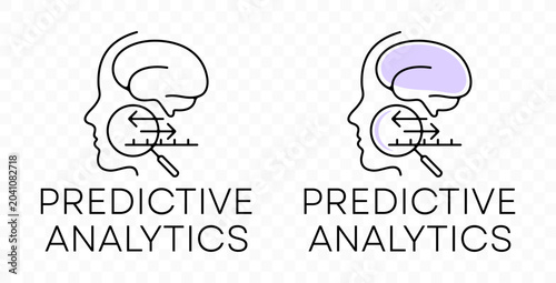 Predictive analytics, data and statistical algorithms, graphic design. AI, forecasting, statistics, technology and science, vector design and illustration