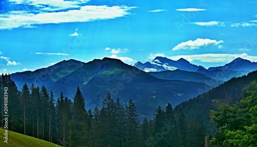 Austrian Alps - view of the Alps from the historic pilgrimage site Maria Waldrast in Stubai Alps in 1641m