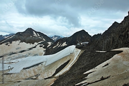 Austrian Alps - view of the Stubai Glacier from the observation deck Top of Tirol