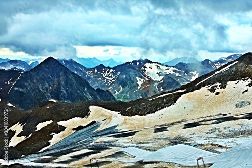 Austrian Alps - view of the Stubai Glacier from the observation deck Top of Tirol