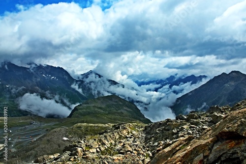 Austrian Alps - view from the way down from the Stubai Glacier to the Dresdner Hütte