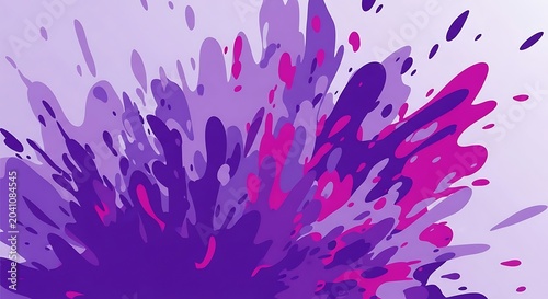 Vibrant Purple Abstract Paint Splatter Bursting Across Light Background
