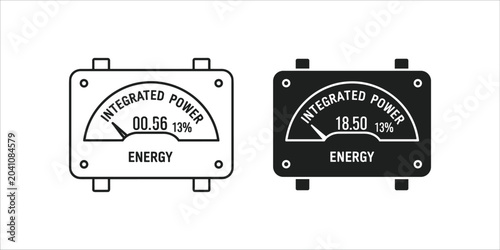 фотографія Analog energy meter gauge with needle showing power levels in a clean graphic st