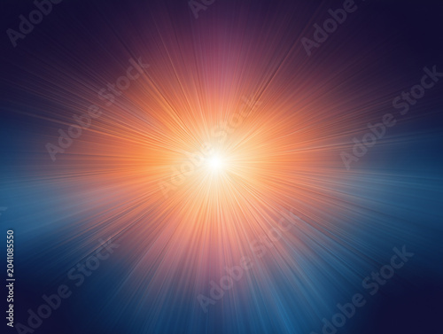 Bright radiating light burst with orange glow