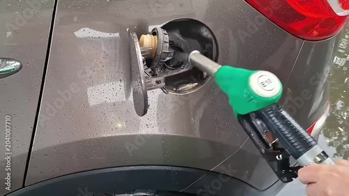 Car Refueling Moment with Fuel Nozzle — Clean Automotive Service Video