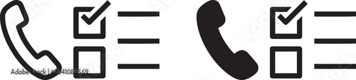 Photos Telephone handset icon with checklist and task list symbols