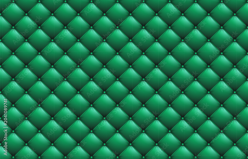 Fototapeta premium Luxurious green tufted leather upholstery texture vector background