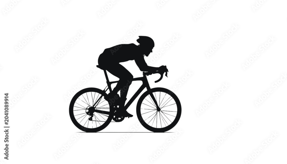 Fototapeta premium Cyclist rides a racing bicycle forward while wearing aerodynamic gear for a professional competition.