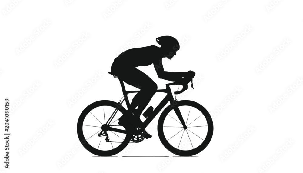 Fototapeta premium Cyclist silhouette speeds forward on a racing bicycle to represent professional endurance training.