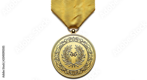 A gold-colored military medal featuring an eagle emblem surrounded by a laurel wreath, attached to a ribbon for display.