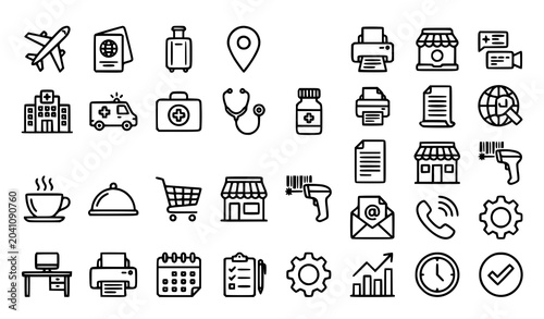 Canvastavla Professional Web Interface Icons for Travel Healthcare Food Retail and Office Se