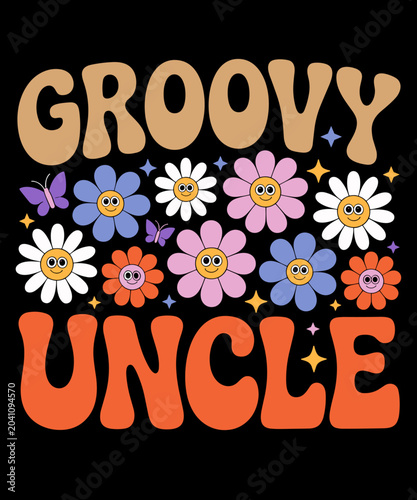 Foto Retro Groovy Uncle Father's Day Hippie Flowers Dad Grandpa
