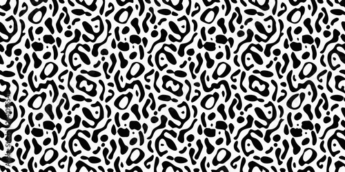 Bild auf Leinwand Abstract Black And White Seamless Organic Shape Pattern