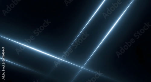 Abstract Futuristic Background with Glowing Diagonal Light Beams Crossing Dark Space