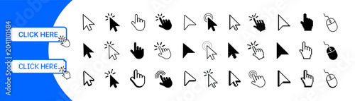 Obraz na plátně Mouse click cursor icon set