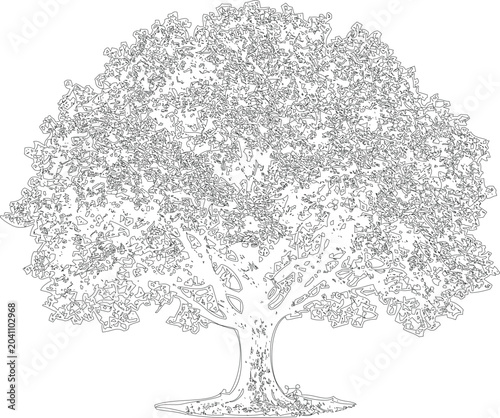 Slika na platnu Detailed tree sketch showing intricate leaf patterns and sturdy base for environmental awareness campaign posters ideas