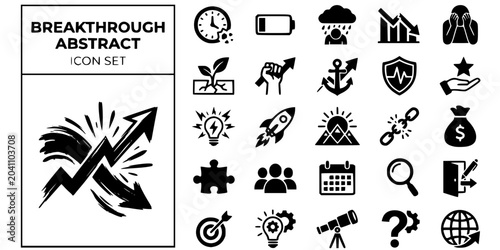 Quadro su tela Startup Breakthrough Abstract Black White-Burnout Wave Resilience Surge-Founder