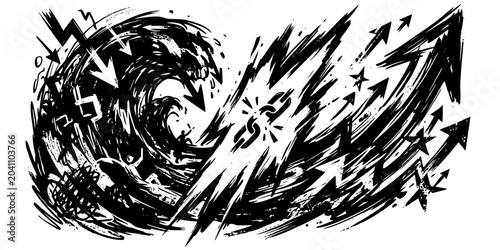 Bild auf Leinwand Startup Breakthrough Abstract Black White-Burnout Wave Resilience Surge-Founder