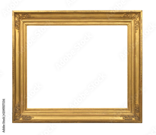 Artistic gilded antique painting frame with transparent background