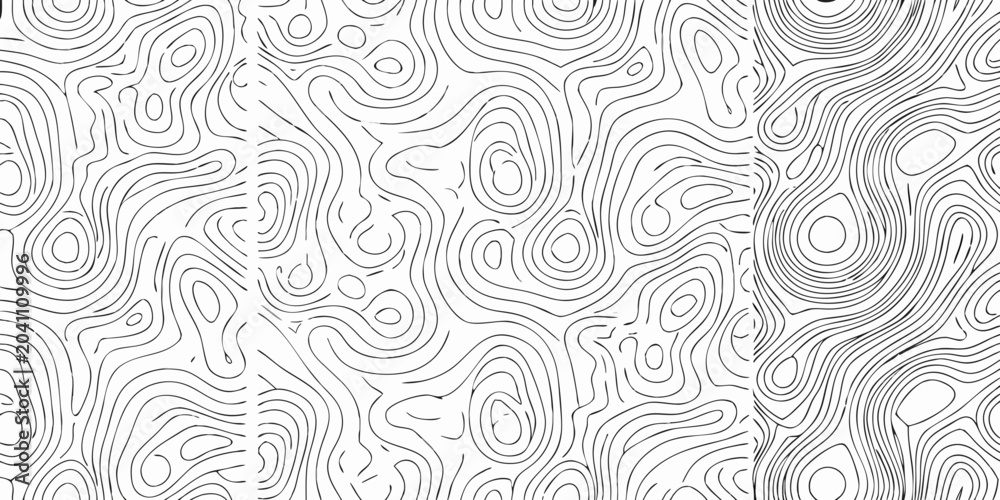 Fototapeta premium Organic line pattern with flowing curves a black and white vector illustration