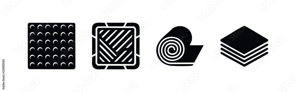 Naklejka premium Textile Fabric Patterns and Material Icons