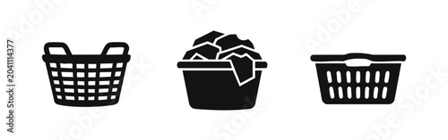 Fotografie Laundry basket icon set