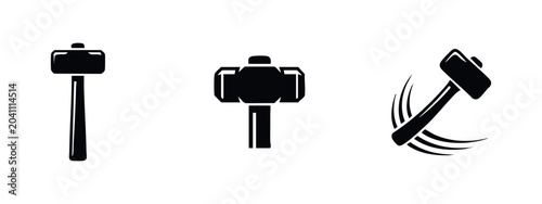 Tableau sur toile Hammer and sledgehammer icons set
