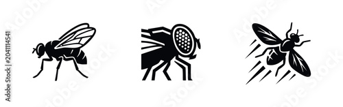 Canvastavla Housefly insect icons set