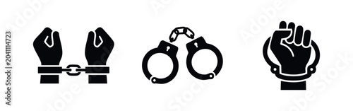 Obraz na płótnie Handcuffs and Arrest Law Enforcement Icons
