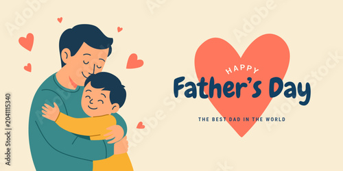 Cuadro en lienzo Father's Day banner in a modern flat style