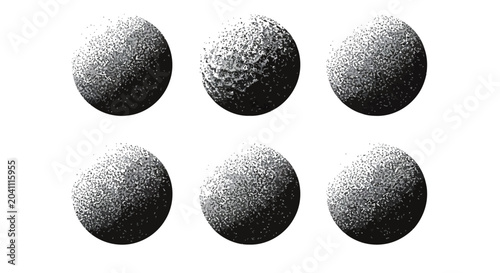 Canvastavla Grainy Stipple Spheres Set Dissolving on White Background for Modern Minimalist