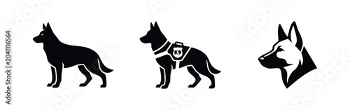 Fotografía K9 police dog and German Shepherd icons set