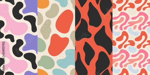 abstract fluid organic shapes in colorful vector patterns seamless backgrounds design art