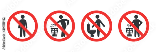 Fotografía prohibited actions icons red circles signs rules warning forbidden human