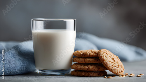 Glass of Milk and Stack of Oatmeal Cookies