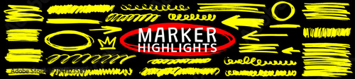 Fotografie Expressive marker highlights and pencil underlines drawn with bold arrow energy