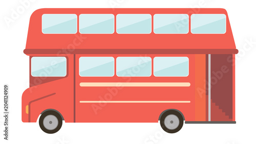 Quadro su tela Red double decker bus illustration isolated on white background, classic British