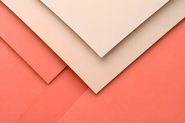 Abstract geometric corner design with overlapping pink and white paper layers on vibrant red background