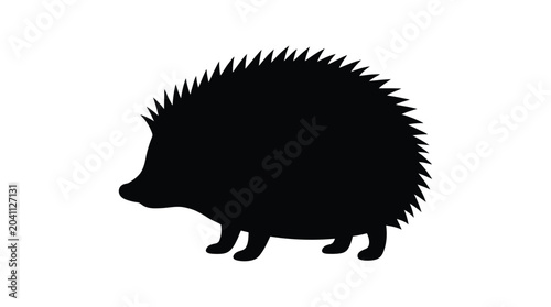Fotografia Hedgehog Silhouette Against A White Background animal