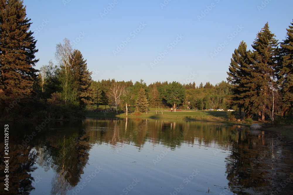 Fototapeta premium Spring On The Lake, William Hawrelak Park, Edmonton, Alberta
