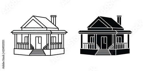 Fotografía Simple two-tone house outline and silhouette for real estate or construction con