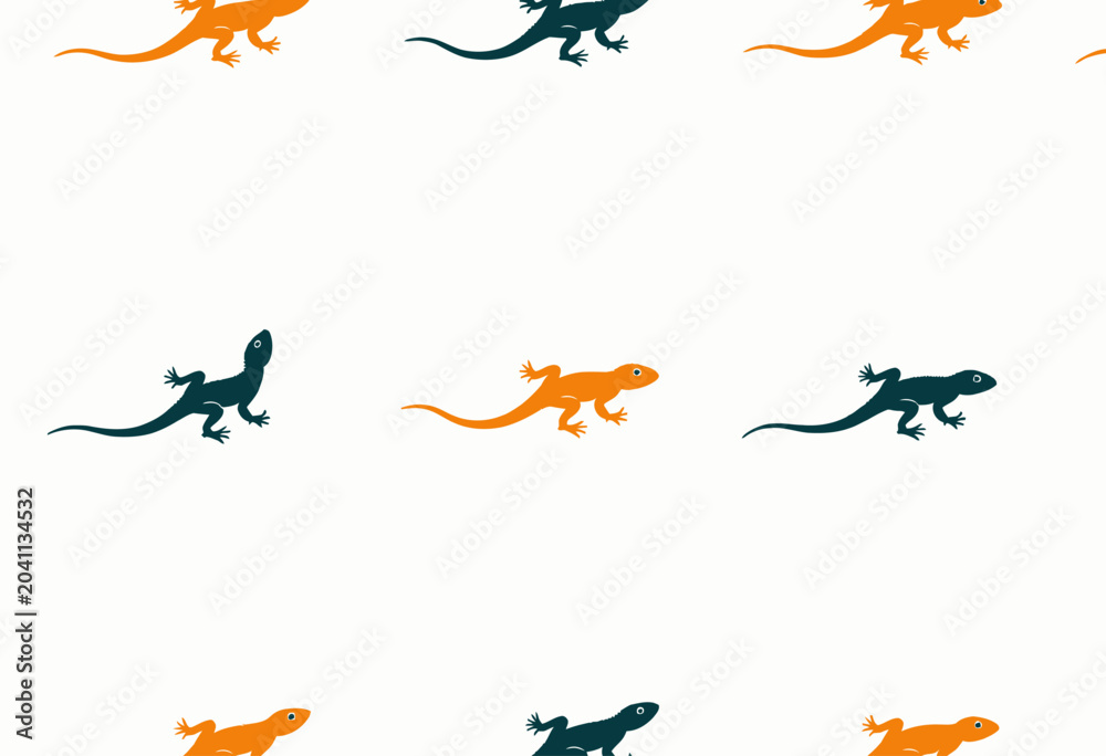 Fototapeta premium Colorful lizard pattern on white background.