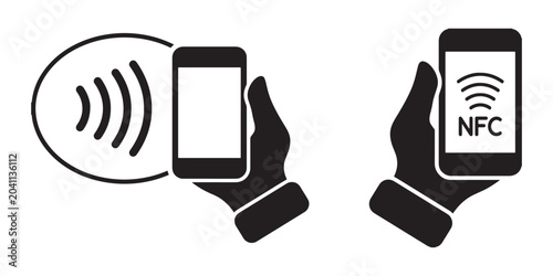 Mobile phone NFC and wireless connectivity icons