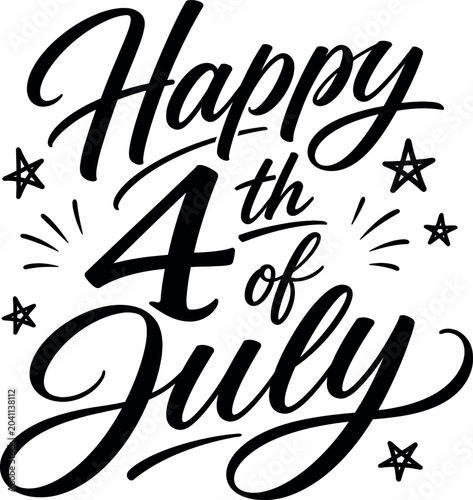 Happy 4th of July Elegant Script Lettering Design