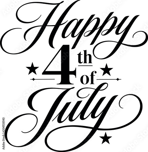 Happy 4th of July Luxury Script Typography Design